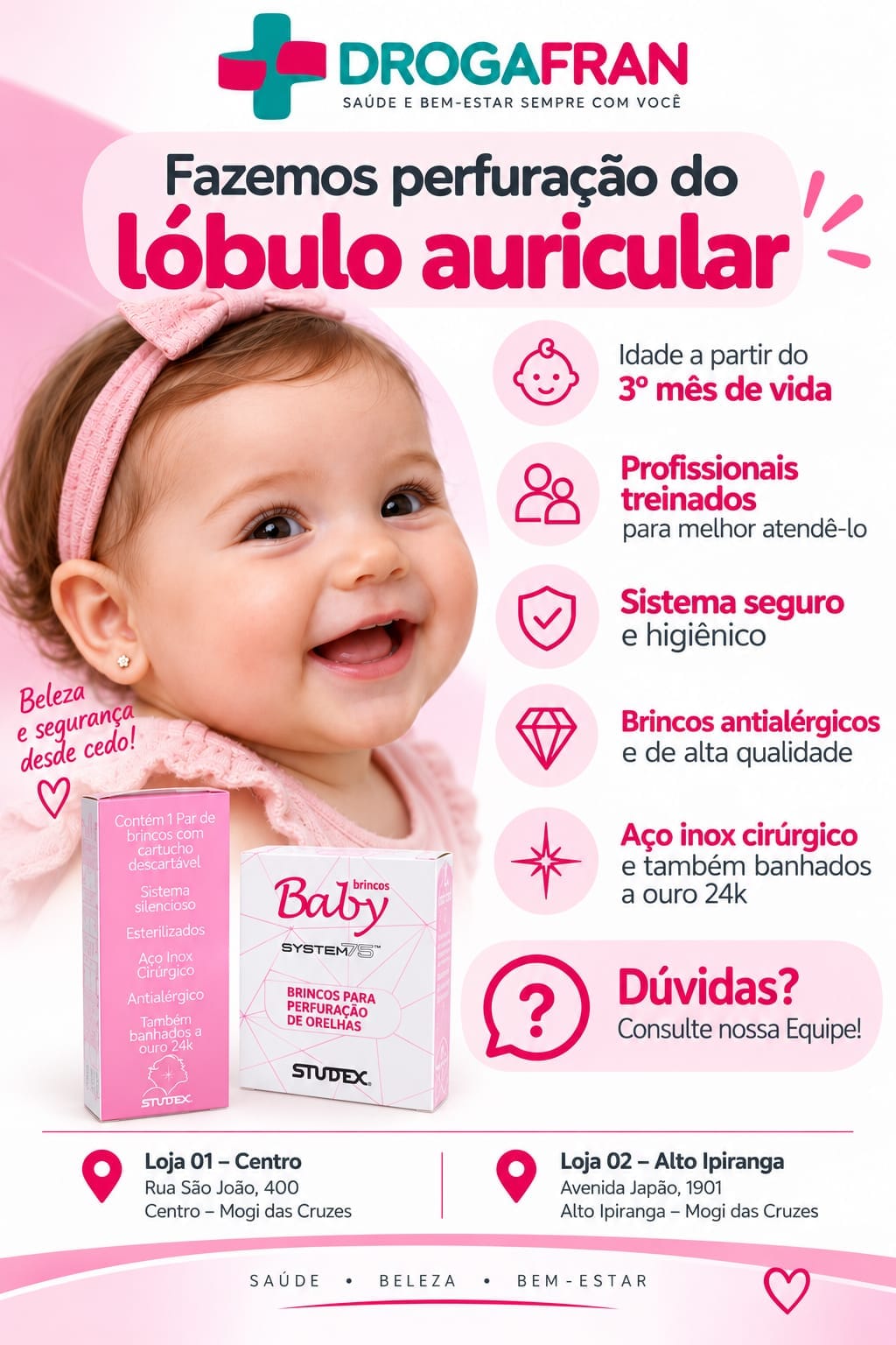 Leia mais sobre o artigo Furo de orelha em Mogi das Cruzes: perfuração do lóbulo auricular